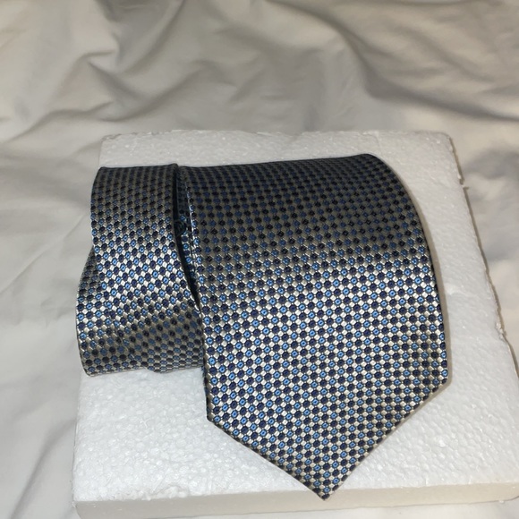 Joseph & Feiss International Tie 100% Silk Blue & Silver - Picture 6 of 6
